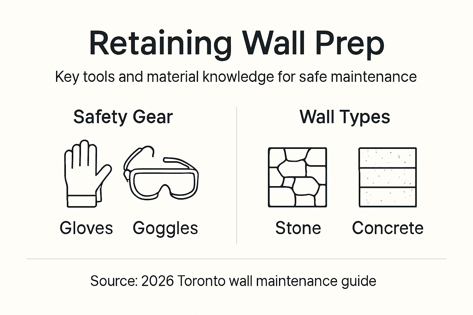 Infographic with safety gear and wall types key