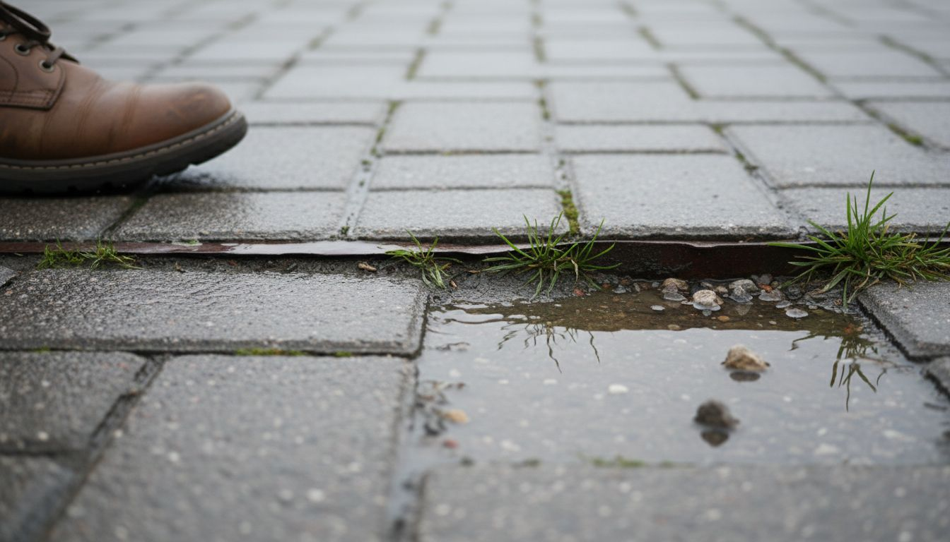 Système de drainage de l’eau entre les joints des pavés autobloquants