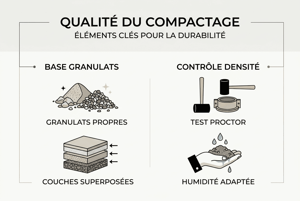 Infographie sur la qualité du compactage des pavés autobloquants