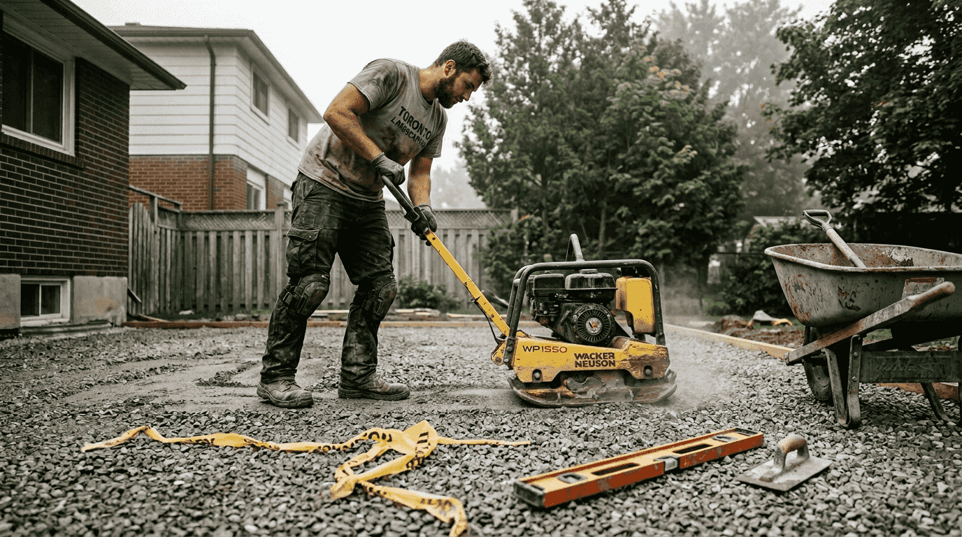 Spécialiste en compactage de la base pour la pose de terrasses en pavés imbriqués