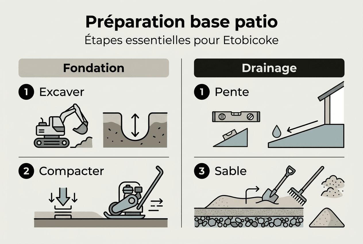 Infographie : les étapes clés pour préparer une base de patio