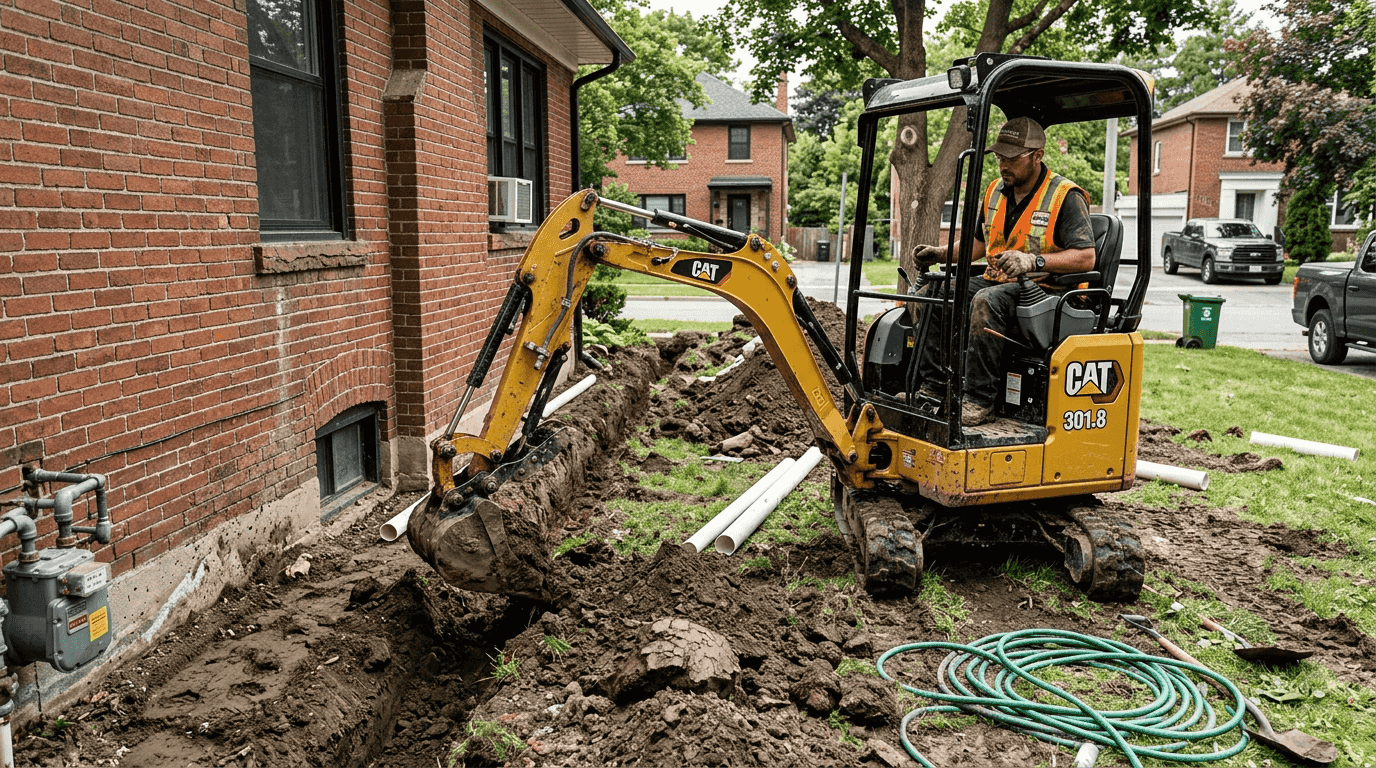 Mise en place d’un système de drainage extérieur pour votre maison à Etobicoke