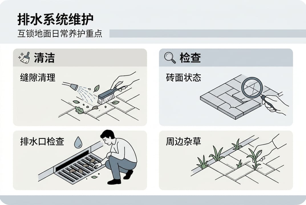 互锁地面排水系统维护要点一图看懂