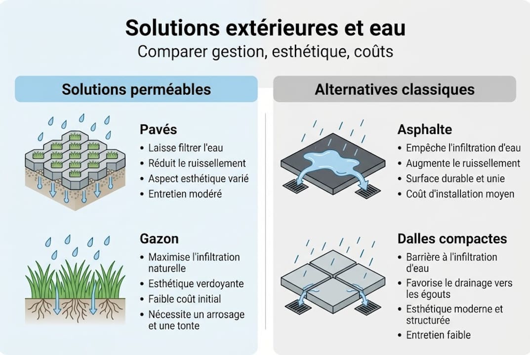 Comparatif visuel des différentes solutions de revêtements perméables pour l’extérieur