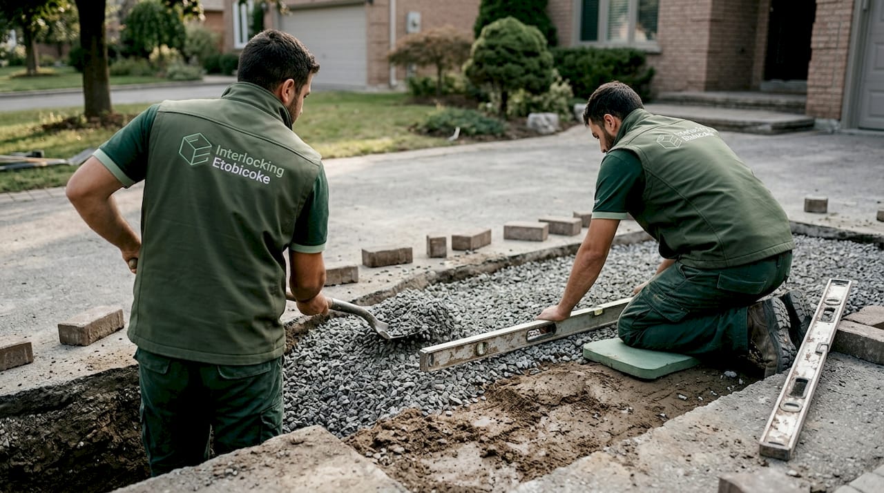 排水层铺设及互锁砖施工现场实况