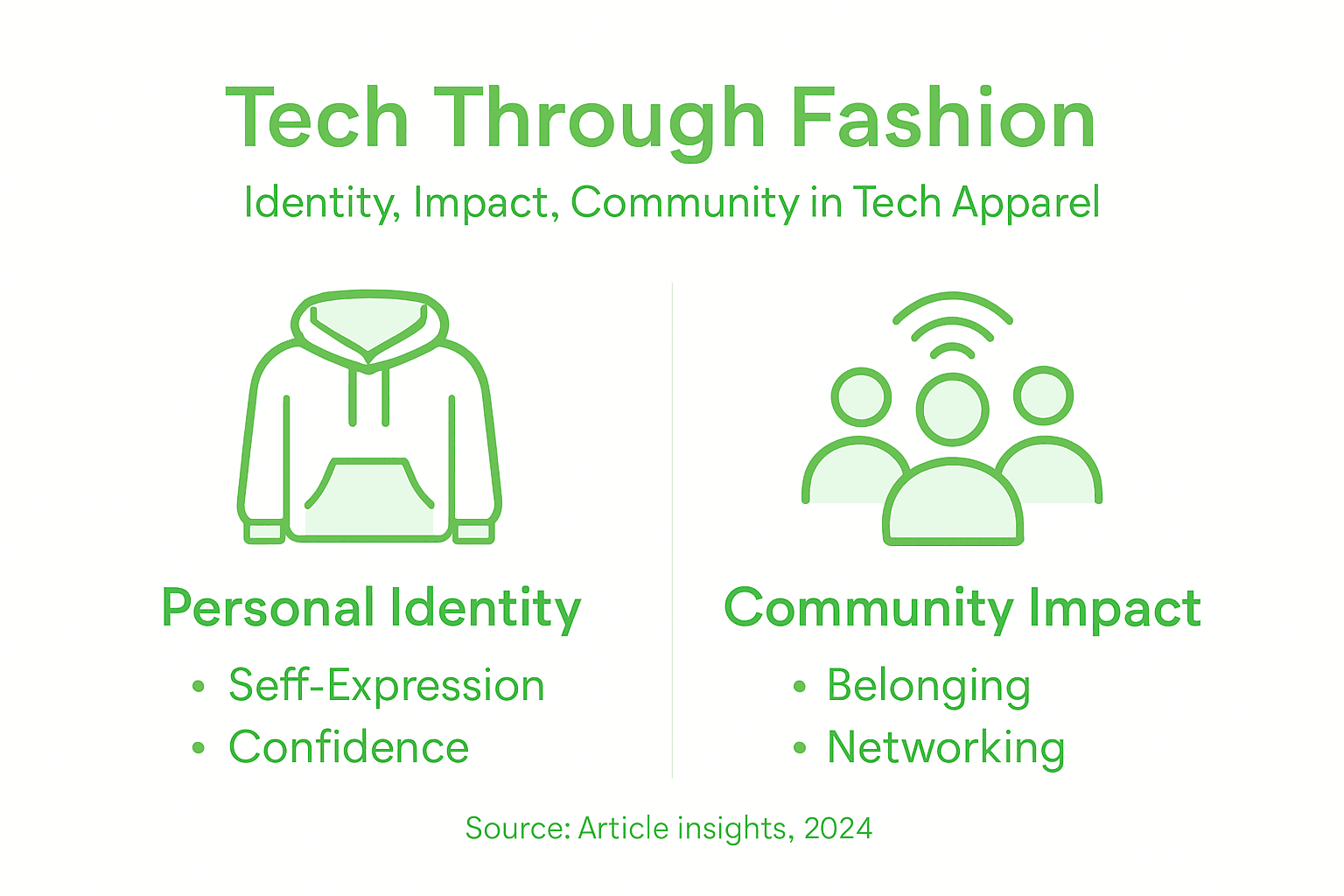 Infographic linking tech fashion to identity and community