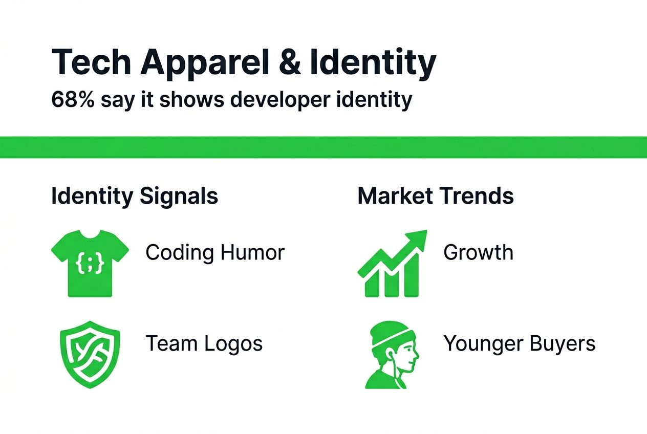 Infographic showing tech apparel identity and trends