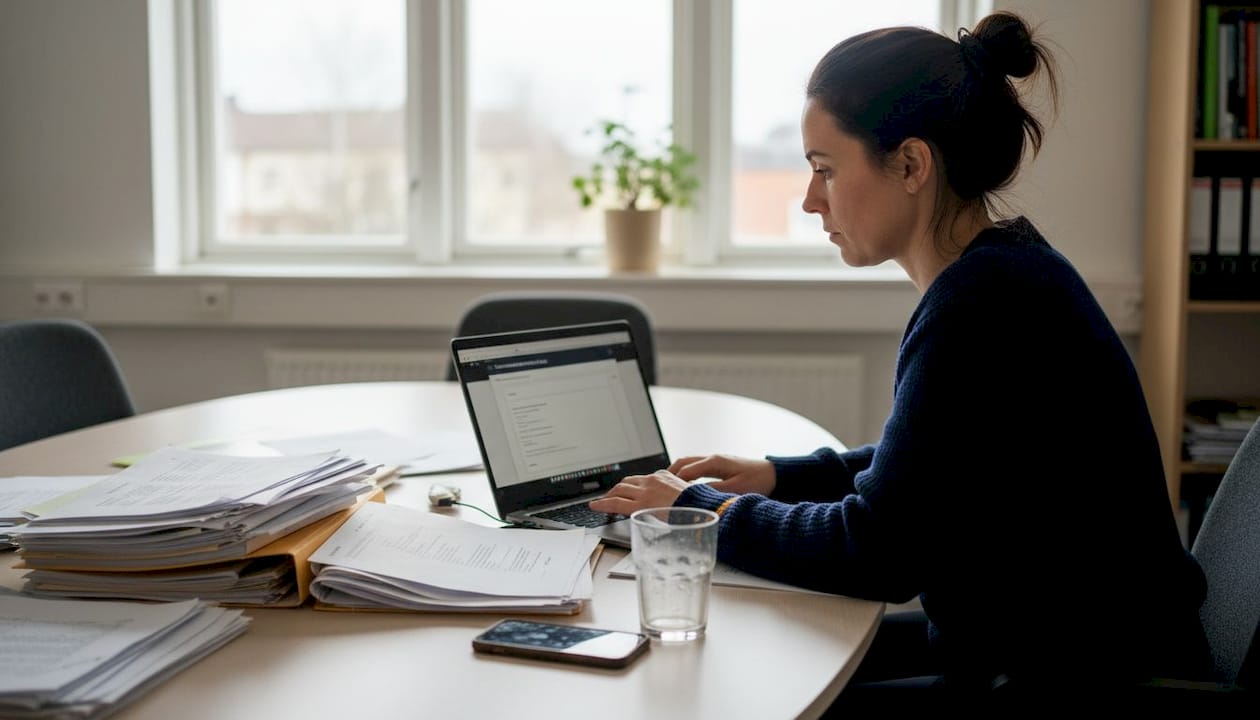 En kvinna laddar upp sina dokument online