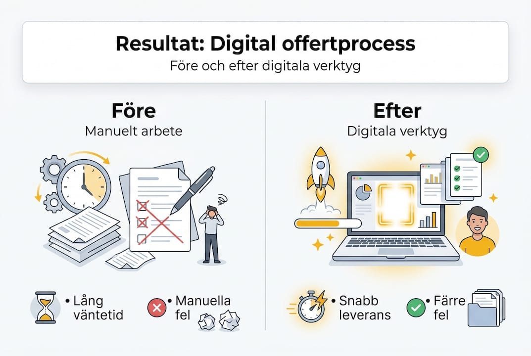 Infografik: Så här förbättras resultaten med en digital offertprocess – före och efter