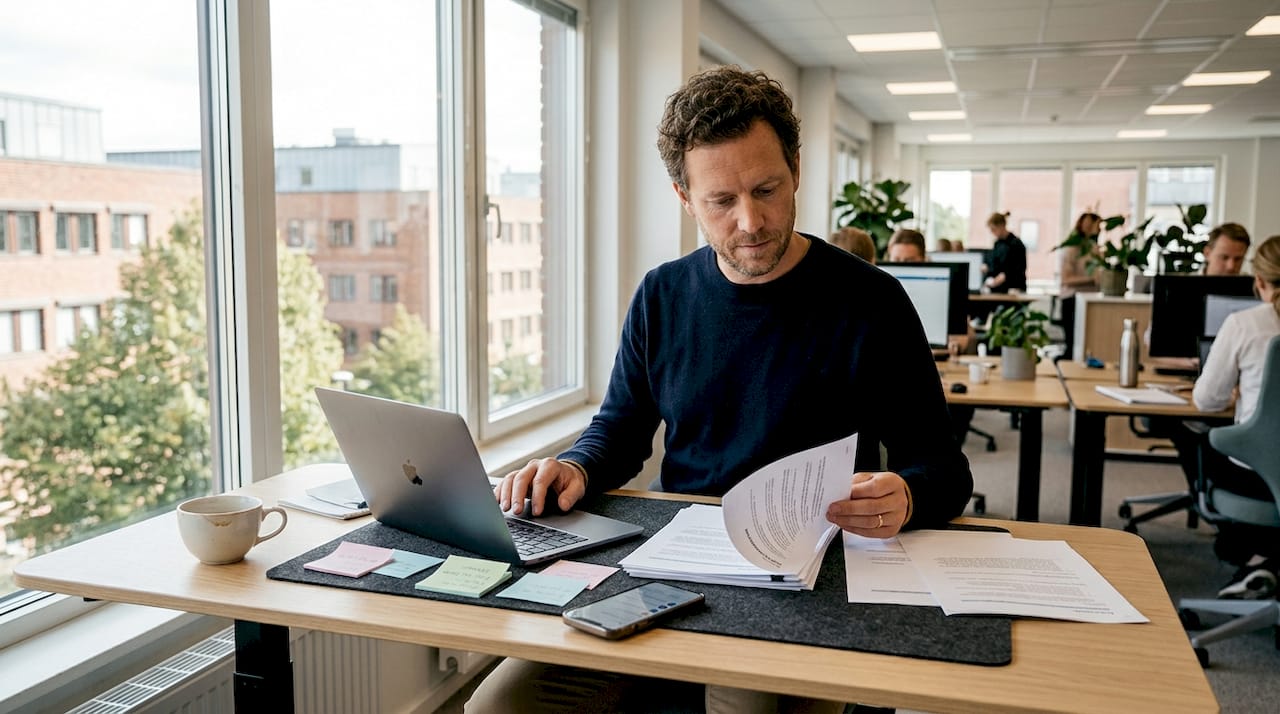 Arbetsflödet digitaliseras i ett modernt och ljust kontorsmiljö.
