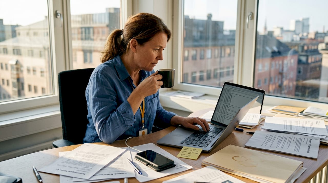 IT-chefen sitter på kontoret och går igenom integrationsloggarna.