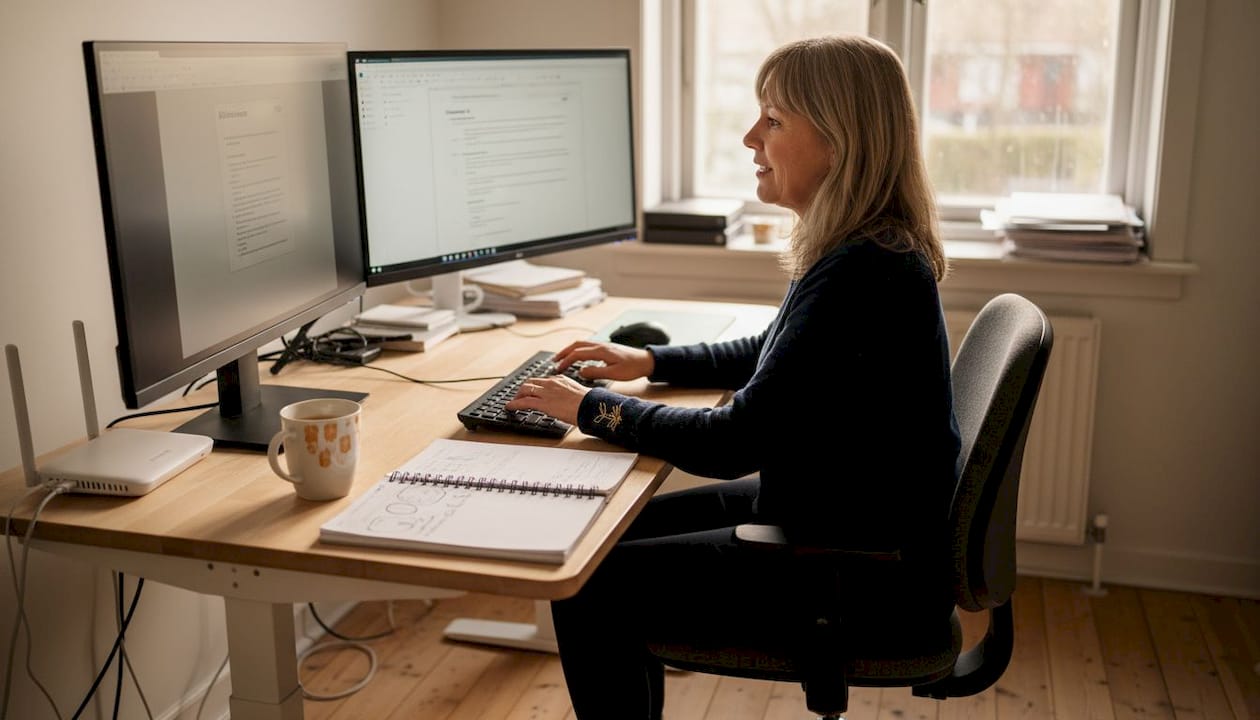 Kvinna tar hemmaplanens relationshantering till nästa nivå med digitala verktyg
