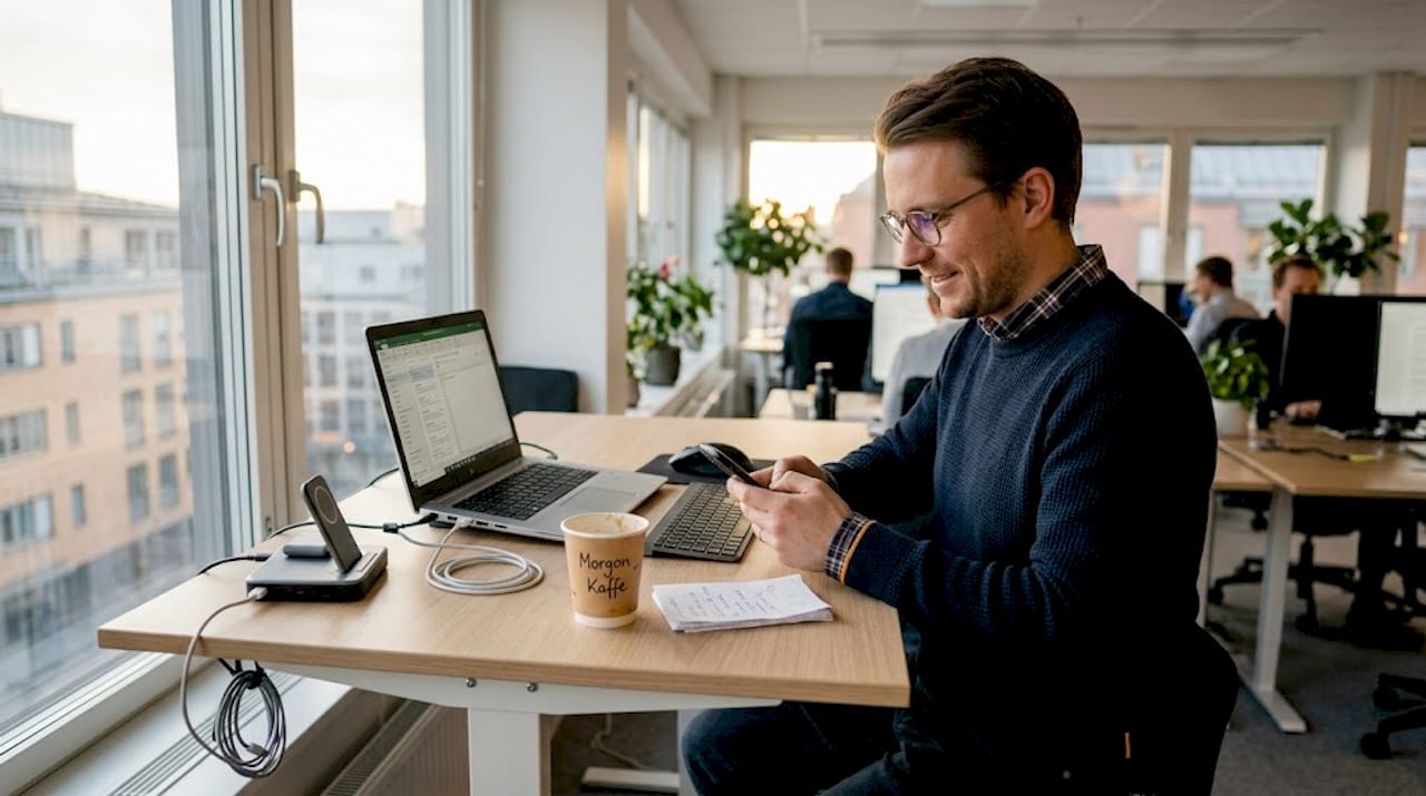 Man provar att jobba mobilt även när man sitter vid skrivbordet