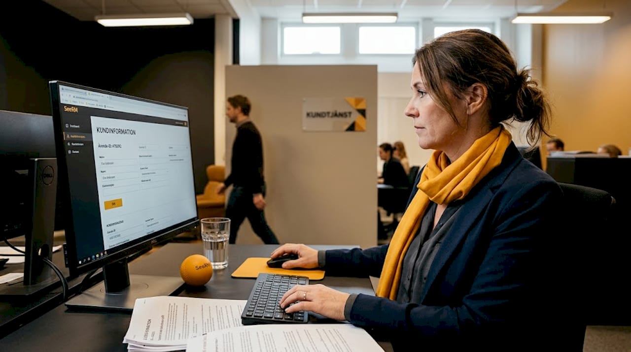 Kundtjänstmedarbetare letar upp kundinformation