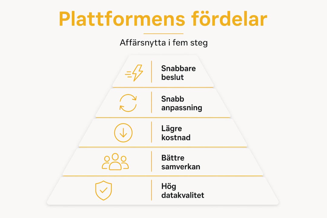 En hierarkisk pyramid som illustrerar plattformens affärsvärde