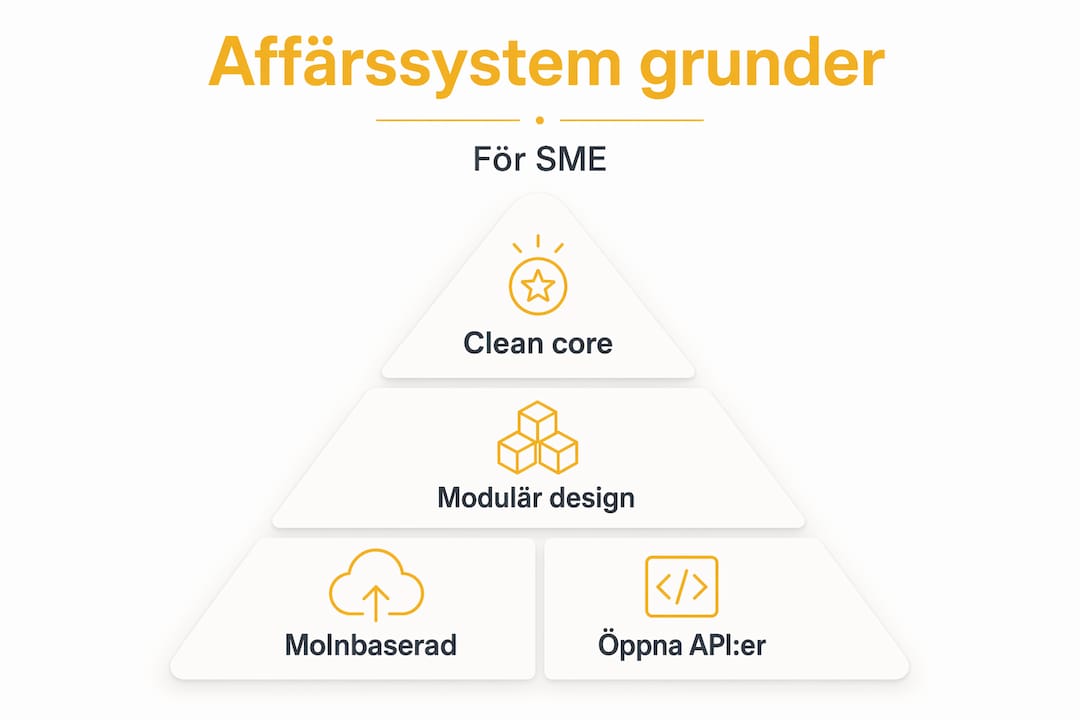 Pyramiddiagram: Grundläggande principer för affärssystem
