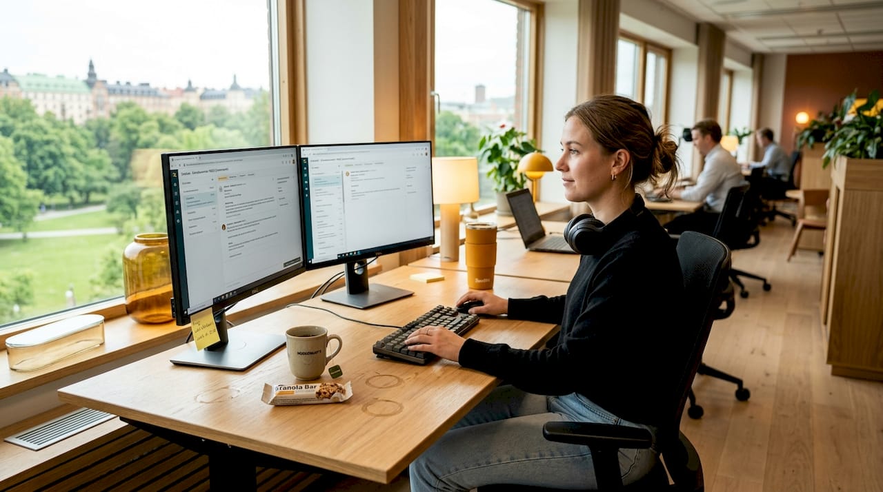 Handläggare som hanterar digitala kundärenden