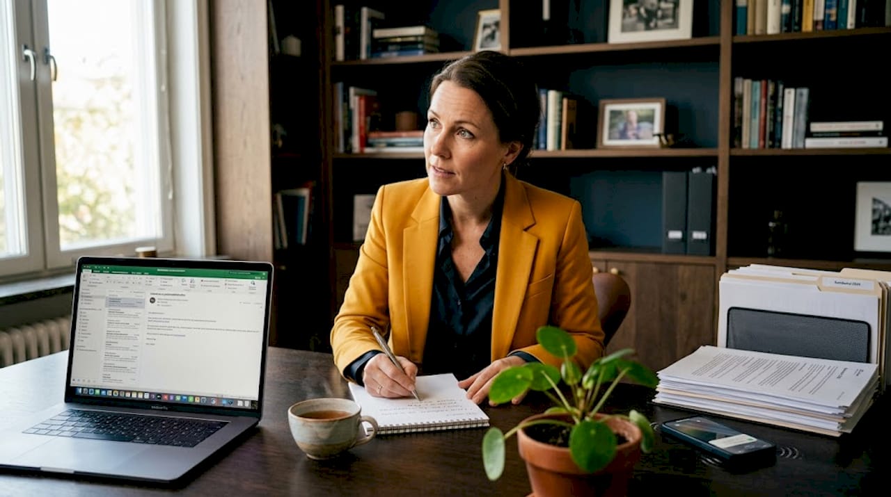 En småföretagsledare effektiviserar verksamheten genom att automatisera affärsprocesser på kontoret.