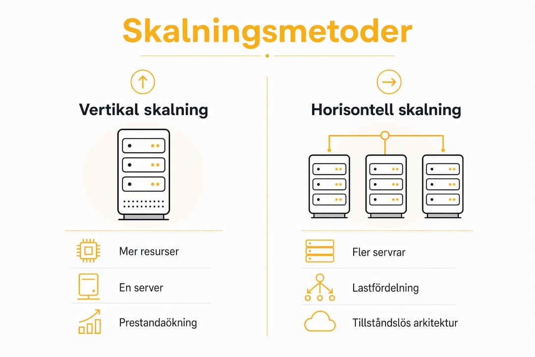 Illustration som visar skillnaden mellan vertikal och horisontell skalning