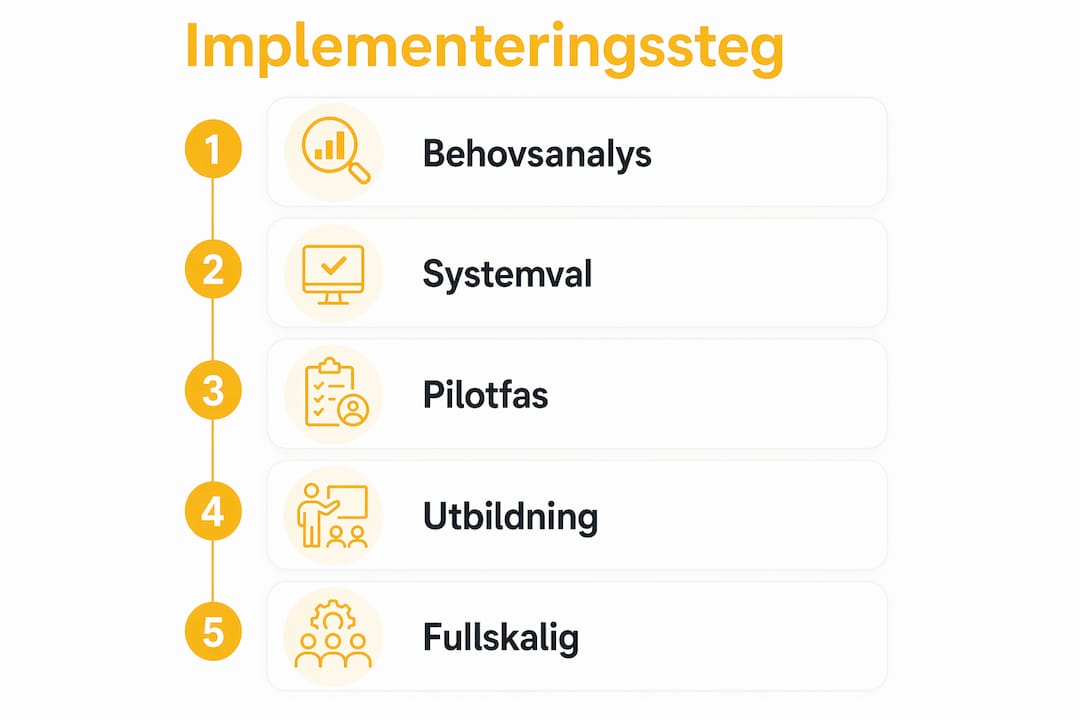 Illustration som visar hur du steg för steg inför mobil arbetsledning