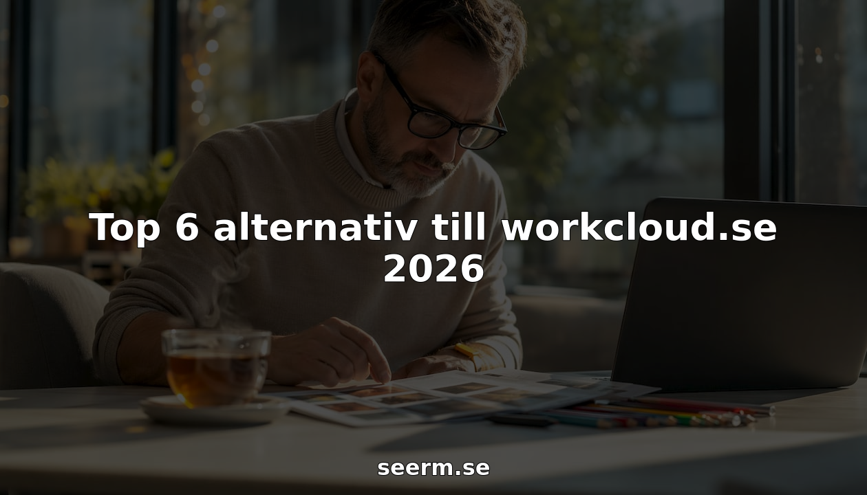 En man sitter vid sitt skrivbord och jämför olika programvaror för att hitta det bästa alternativet.