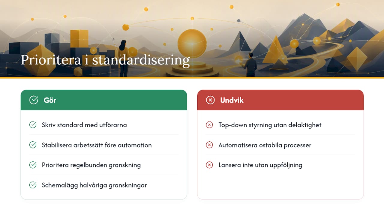 Vad är egentligen värt att prioritera i standardiseringsarbetet? — overview diagram