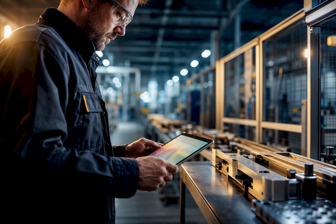 Operatören utför digital kvalitetskontroll