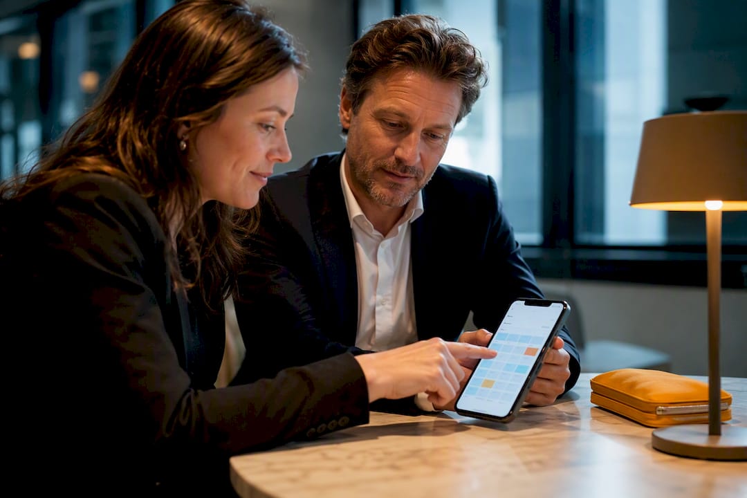 Säljare och kund bokar ett kundmöte online