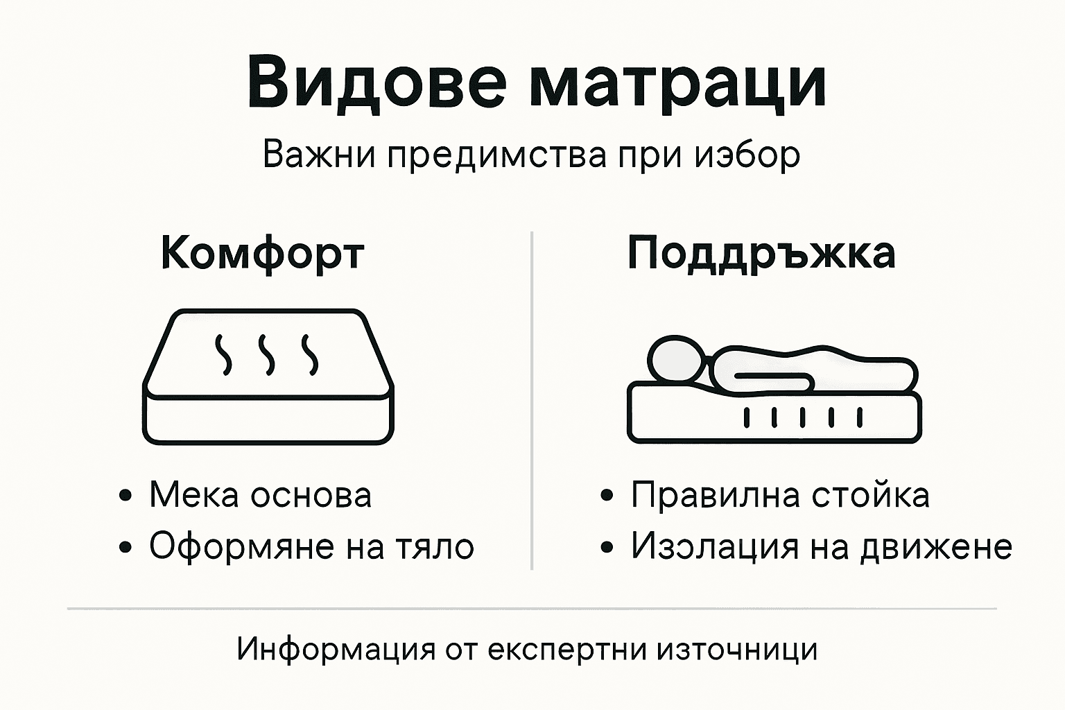 Инфографика: Какви видове матраци има и какви са техните плюсове