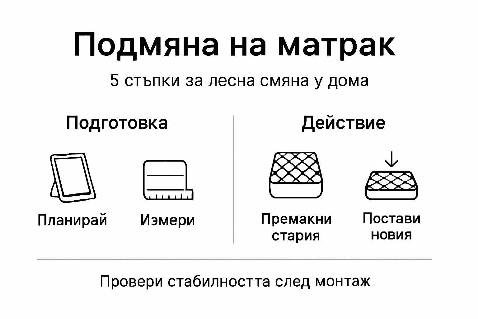 Инфографика: стъпки за смяна на матрака – какво трябва да направите