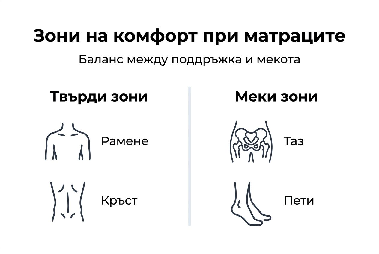 Графика на зоните на комфорт при избор на матрак