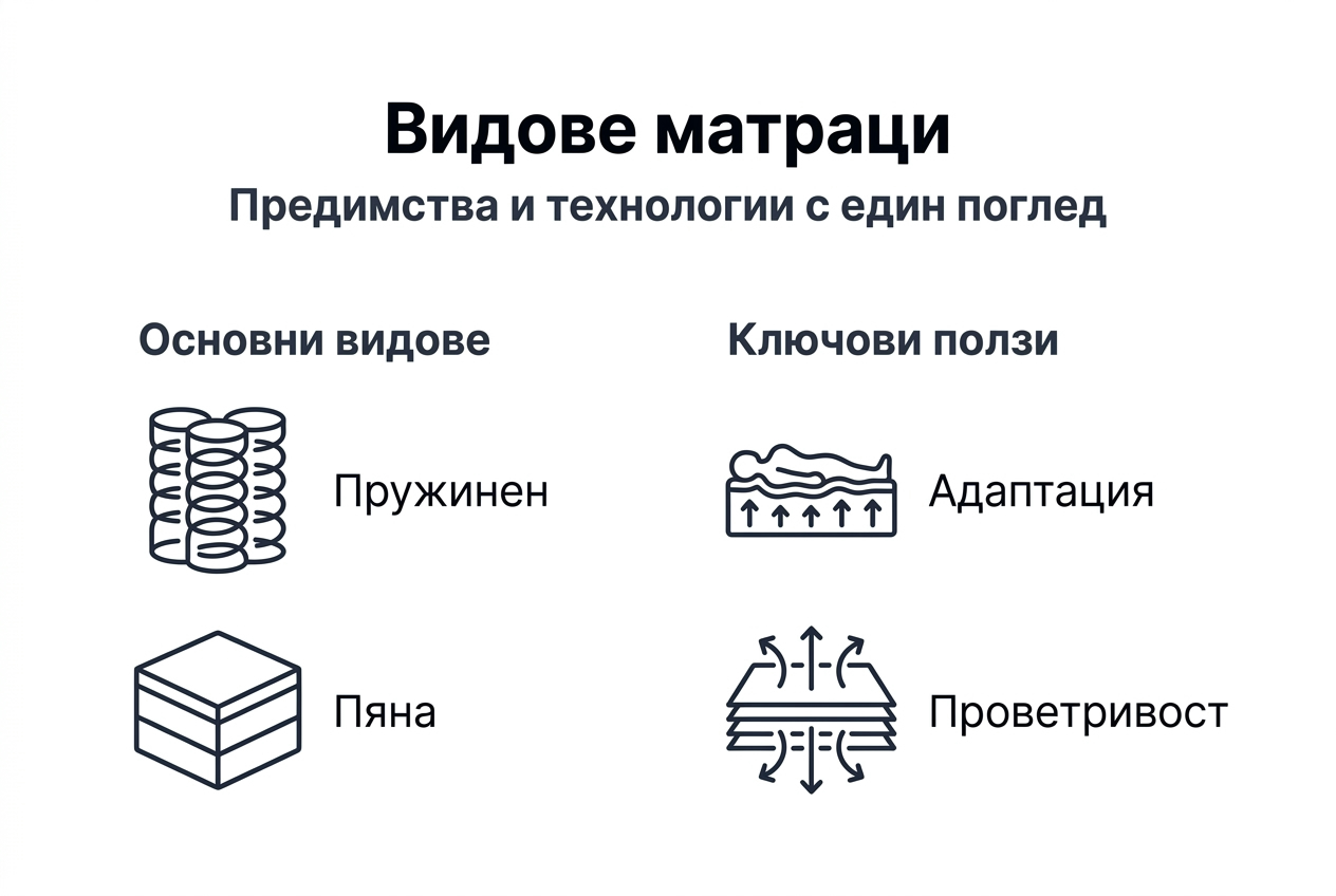 Инфографика: Основни видове матраци и техните предимства
