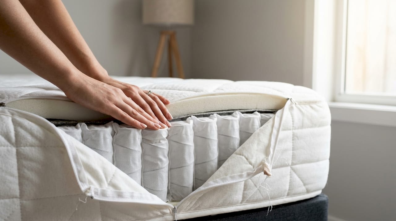 Отблизо: джобни пружини във вътрешността на матрак