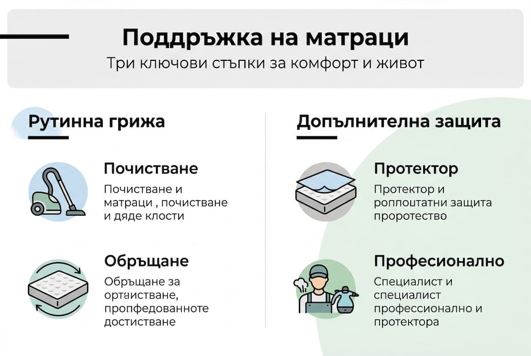 Инфографика с най-важните стъпки при избора на матрак