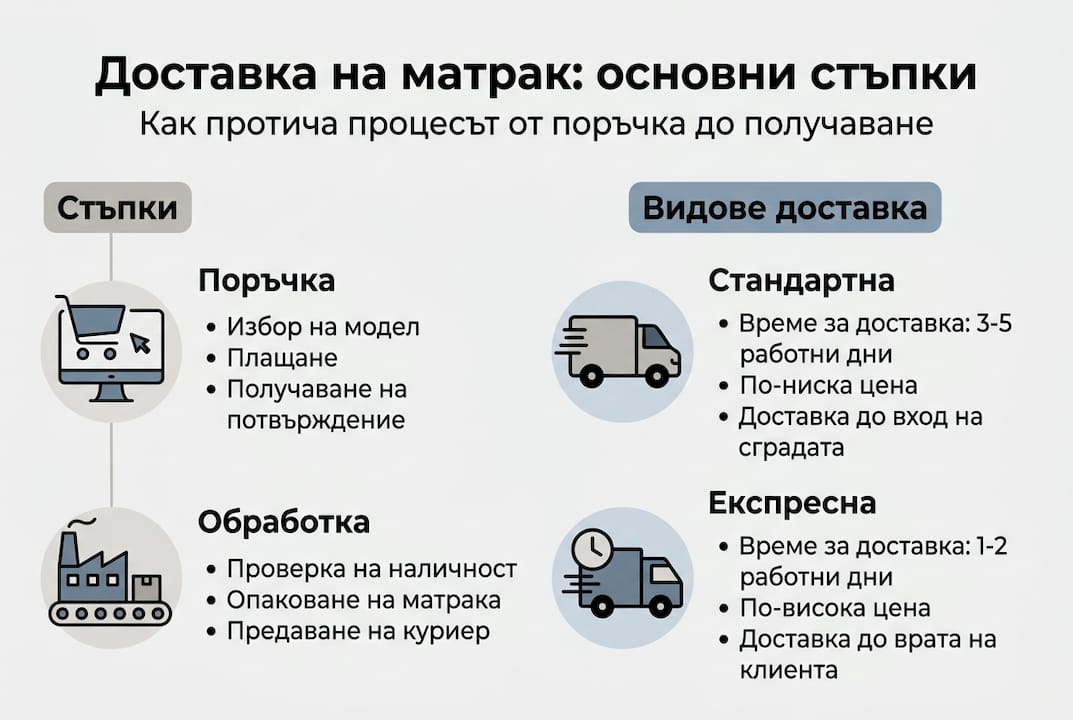 Илюстрован преглед на основните етапи и разновидности на доставките