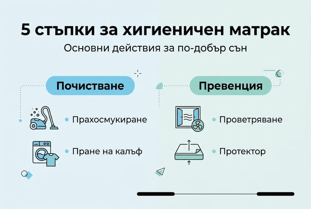 Инфографика: Пет лесни стъпки за поддържане на матрака чист и свеж
