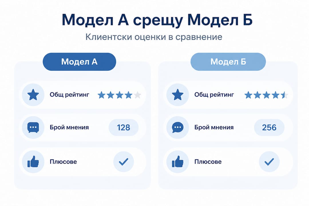 Инфографика с директно сравнение на отзиви за различни матраци