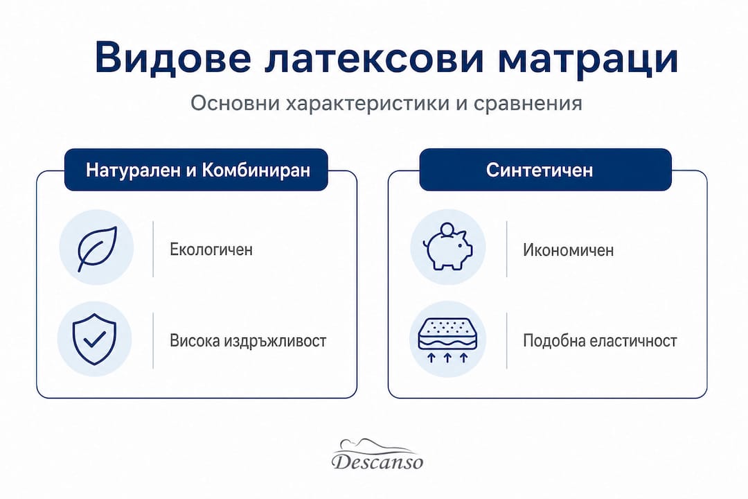Инфографика: сравнение на различните видове латексови матраци