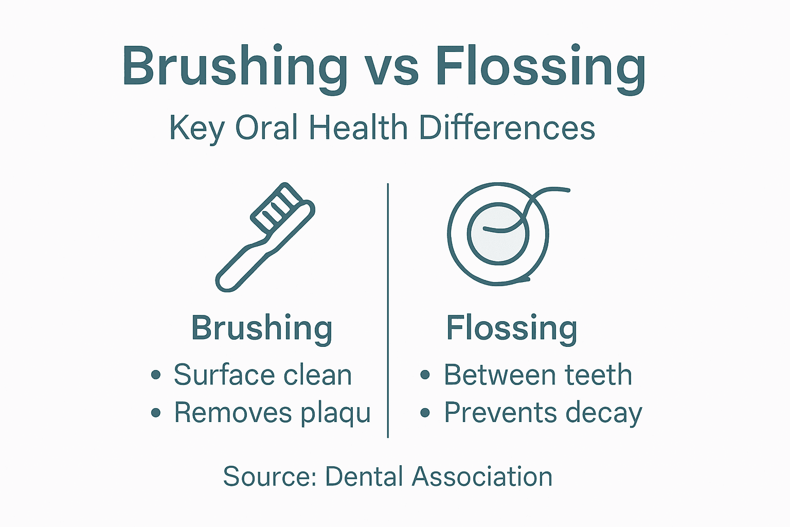 Infographic comparing brushing and flossing