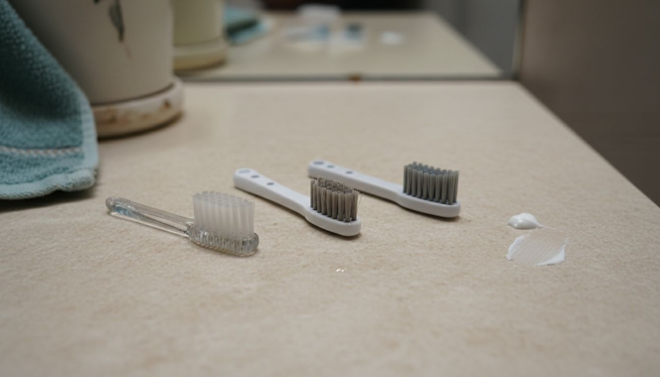 Toothbrush bristle types and features displayed