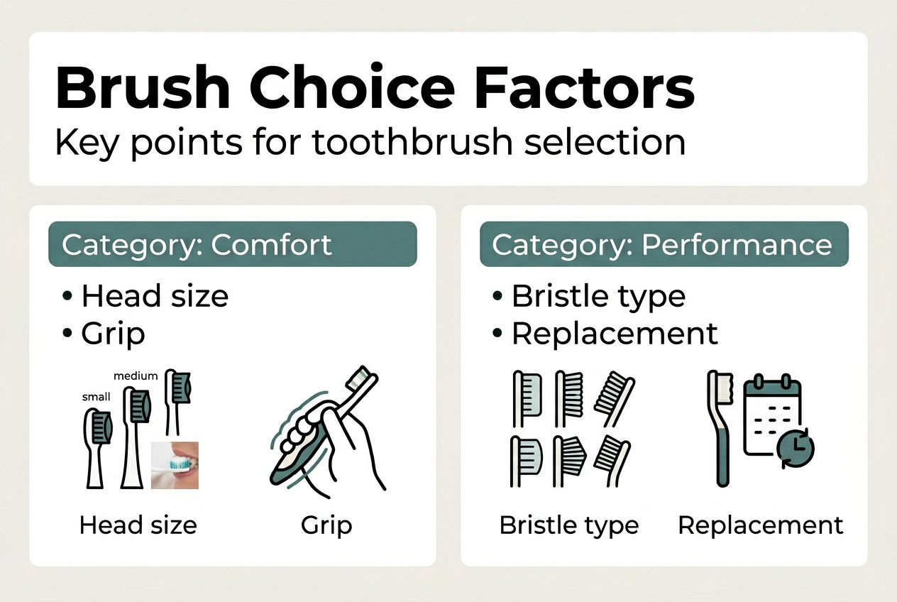 Infographic showing toothbrush selection factors