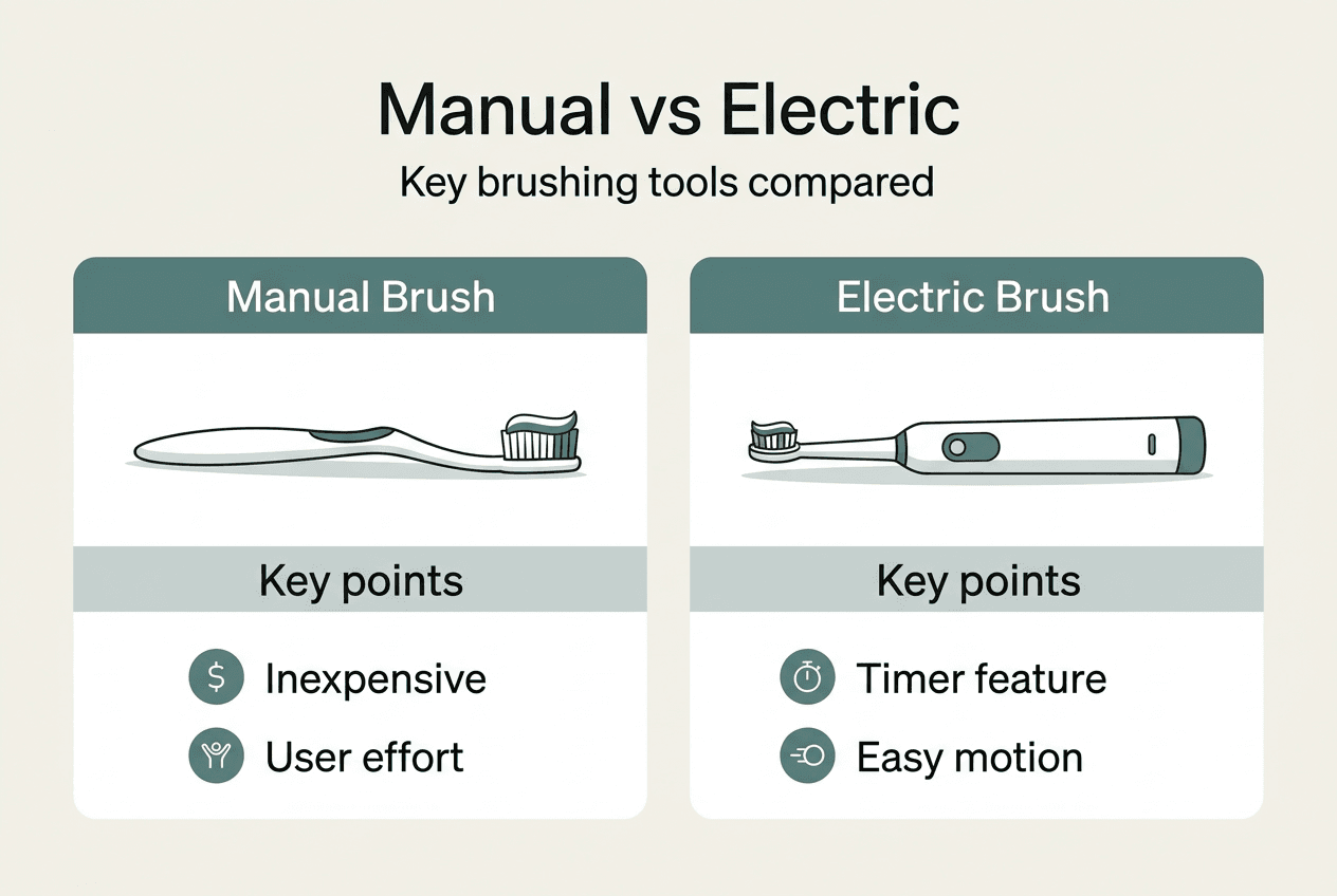Infographic comparing manual and electric brushes