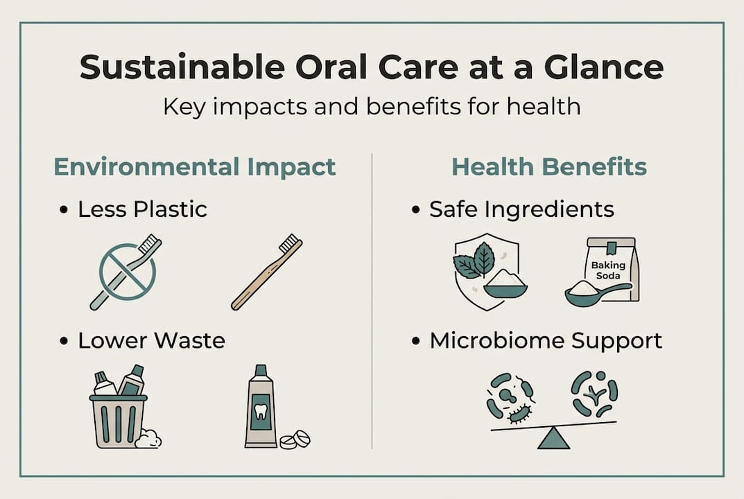 Infographic on oral care sustainability impacts and health