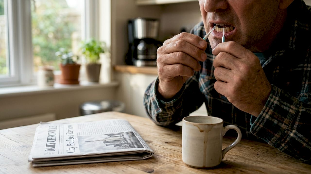Hands cleaning with interdental brush