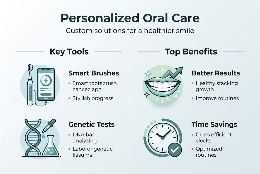 Infographic of tools and benefits of personalized oral care
