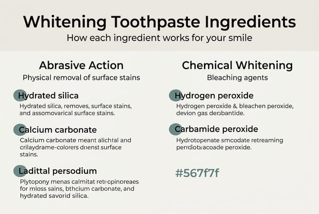 Infographic comparing whitening toothpaste key ingredients