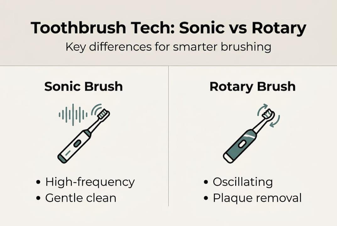 Infographic comparing sonic and rotary toothbrushes