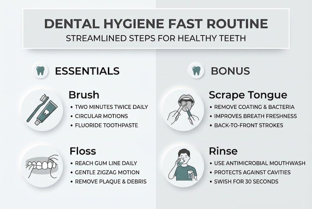 Infographic shows quick dental hygiene routine steps