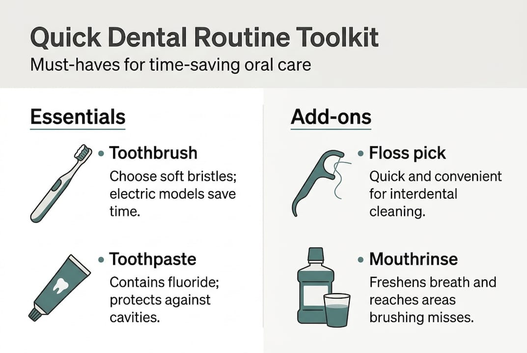 Infographic of quick dental routine tools