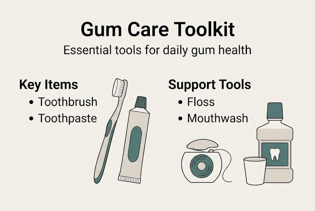 Infographic of essential gum care tools